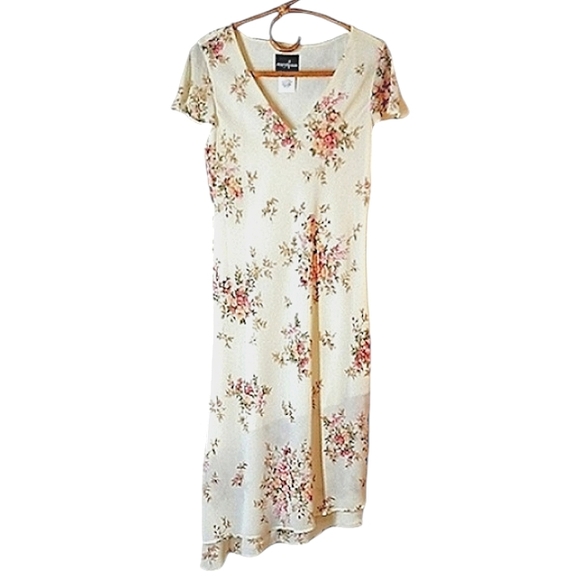Vintage Dresses & Skirts - Vintage 90's PositiveAttitude Cottagecore Floral midi Dress Size 12